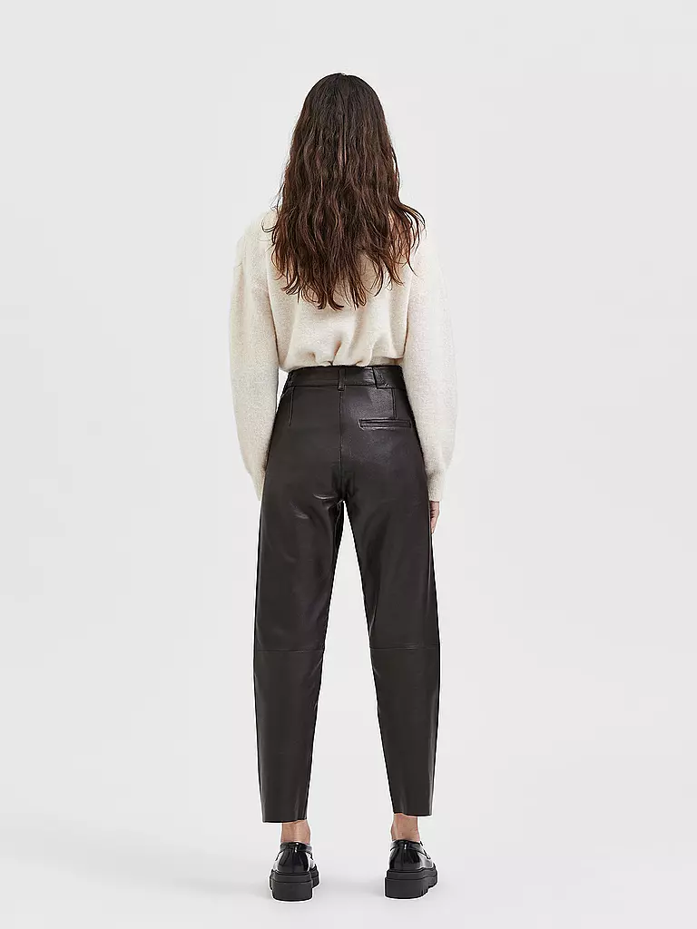SELECTED FEMME Lederhose 7/8 SLFMARIE  braun