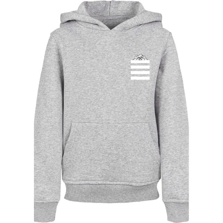 F4NT4STIC Hoodie Looney Tunes Taz Stripes Faux Pocket heather grey