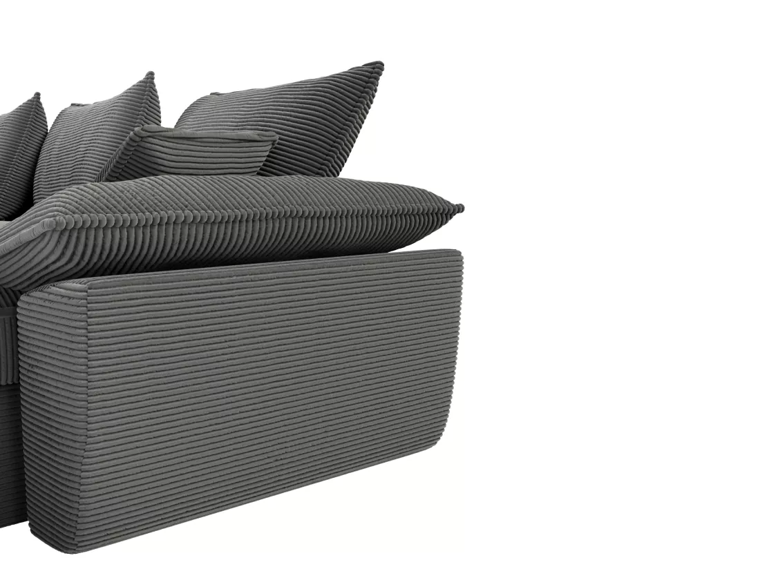 Canapé d'angle droit convertible en velours côtelé gris foncé avec coffre de rangement GUILLERMO II