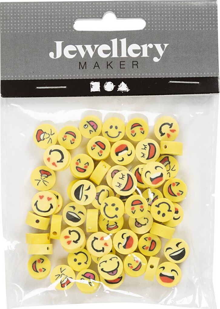 Figurperler - Smiley - Ø 10 MM - Hulstr. 1,5 MM - 60 Stk