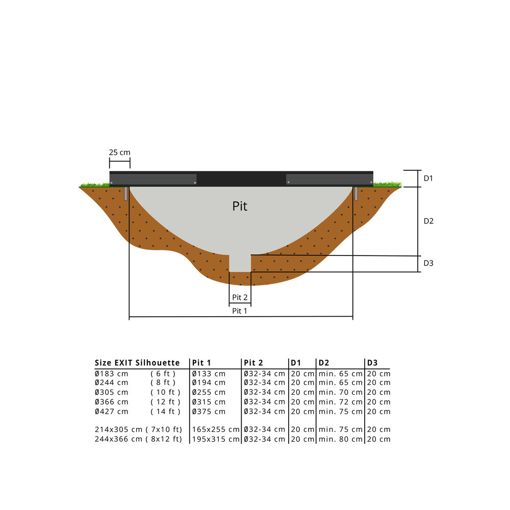 EXIT Silhouette met net - Trampoline - Zwart - 305 cm