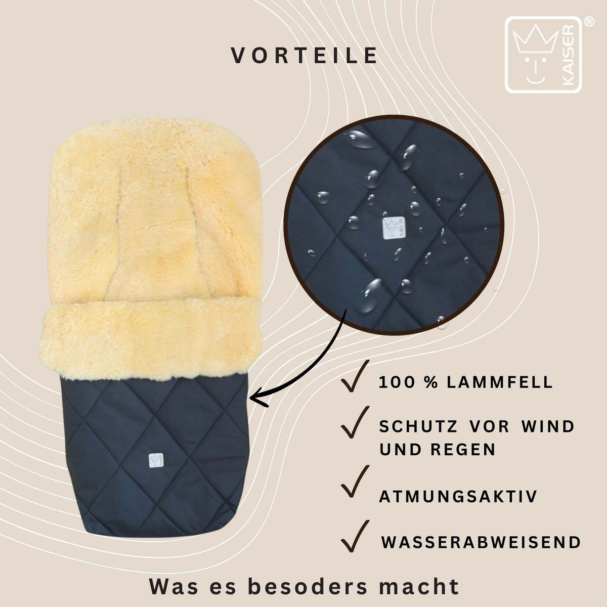 KaiserKaiser   COOSY Lammfell Kinderwagen Fusssack anthracite