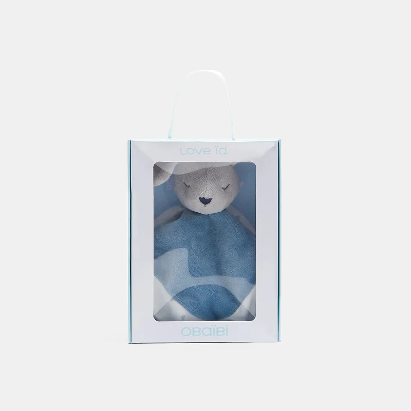 Doudou plat lapin et boîte cadeau bleu naissance Bleu