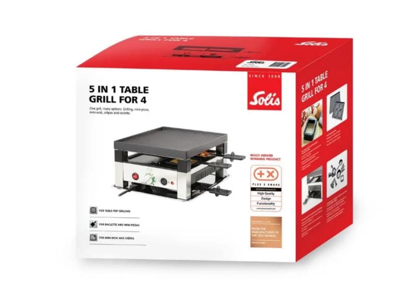 Solis Racletteofen Typ 7910 4 Personen 5 in 1 Tischgrill Gourmet-Set