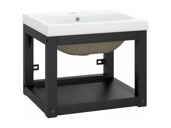 Cadre de lavabo de salle de bain vasque à encastrer Noir Fer