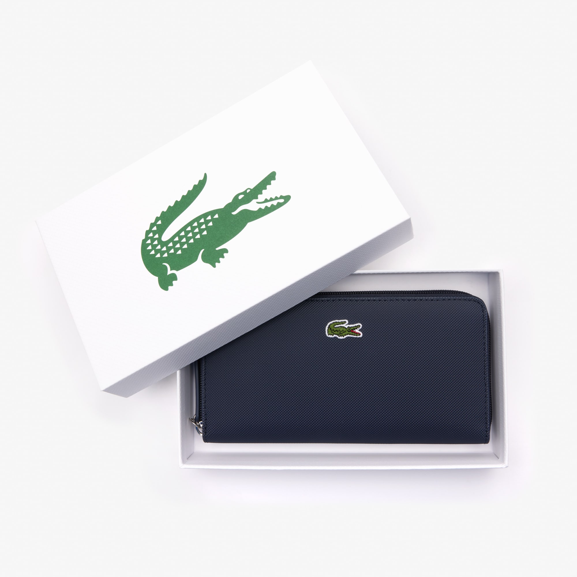 Portefeuille zippé L.12.12 Concept petit piqué uni 12 cartes Portefeuilles & Petite Maroquinerie - Bleu - Lacoste - Femme