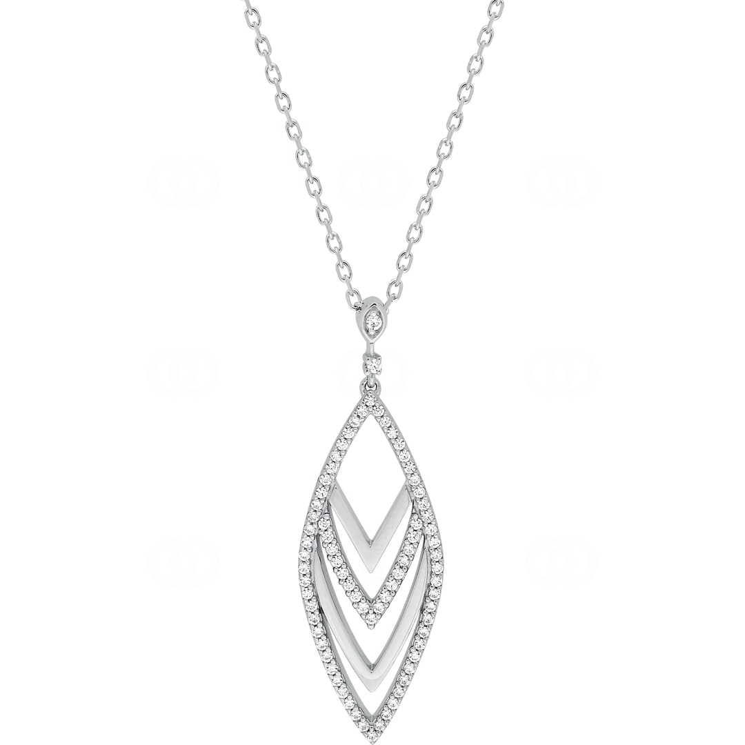 Collier mit Anhänger 925 Silber rhodiniert mit Zirkonia 43cm