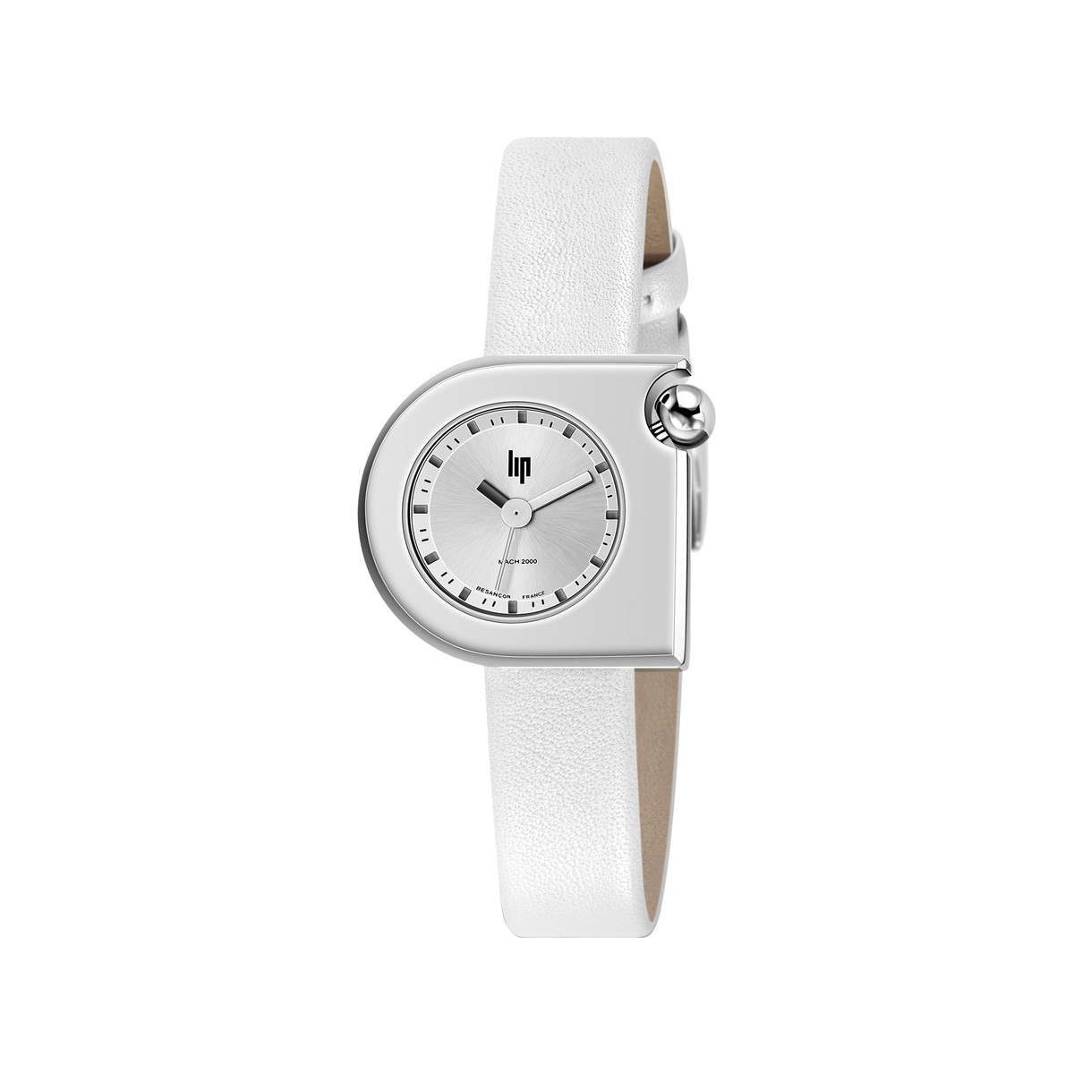 Montre LIP femme acier bracelet cuir blanc