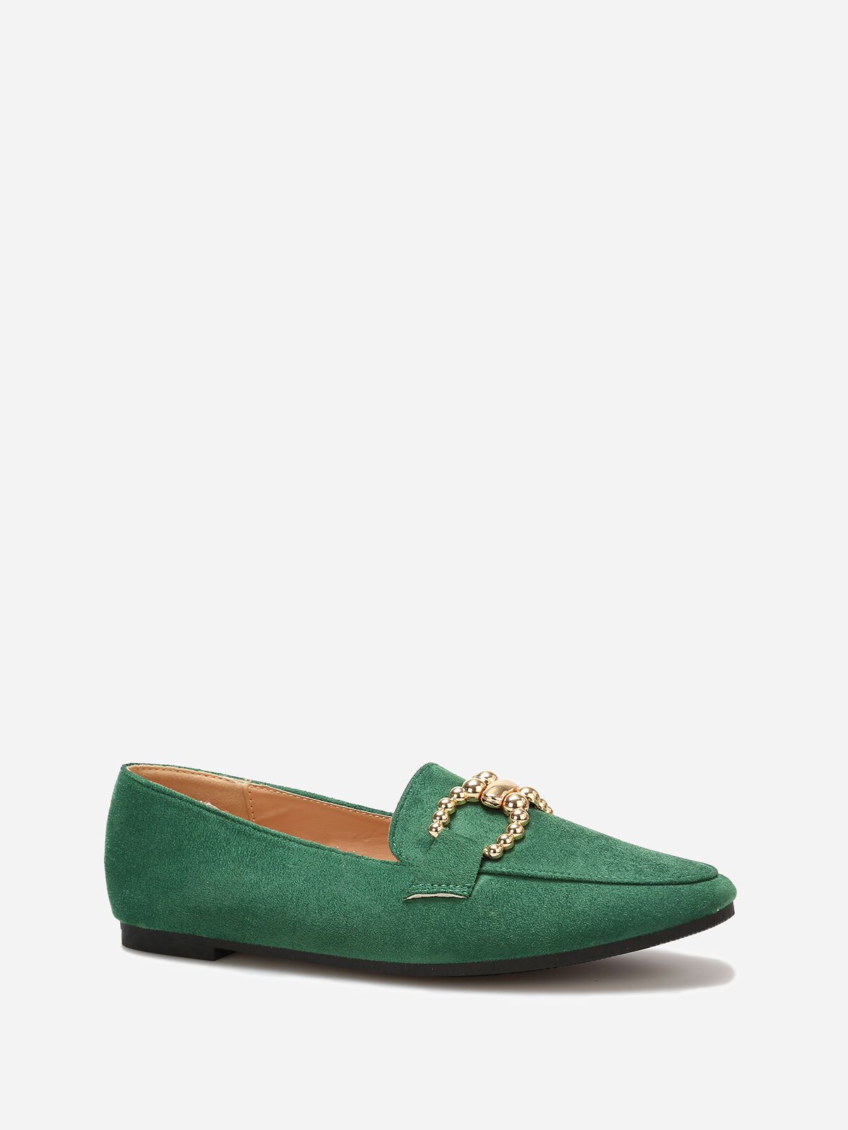 Mocassins en suédine à détail boucle- Vert