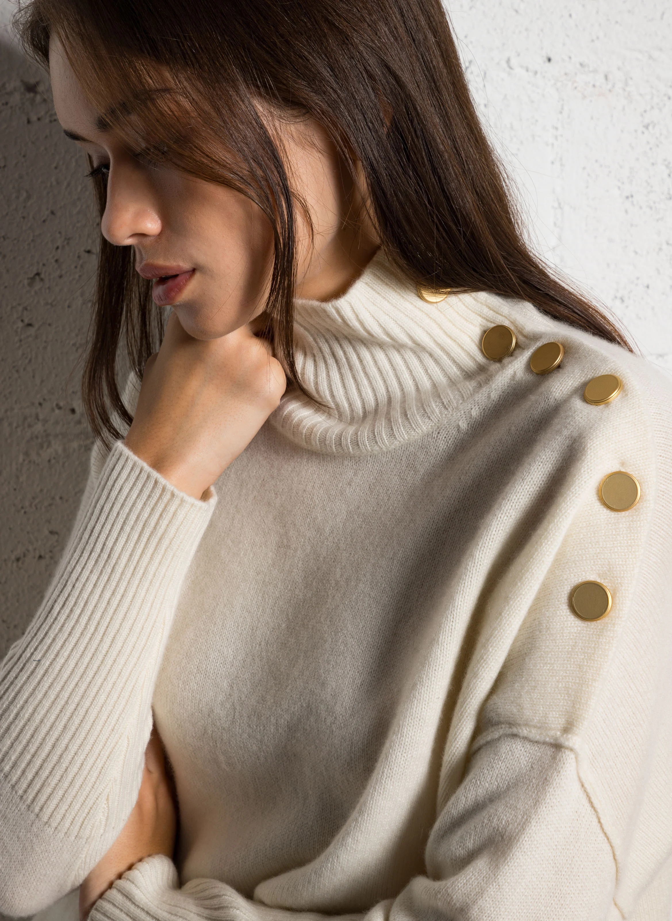 PINKO - Pull à col montant en cachemire | Blanc