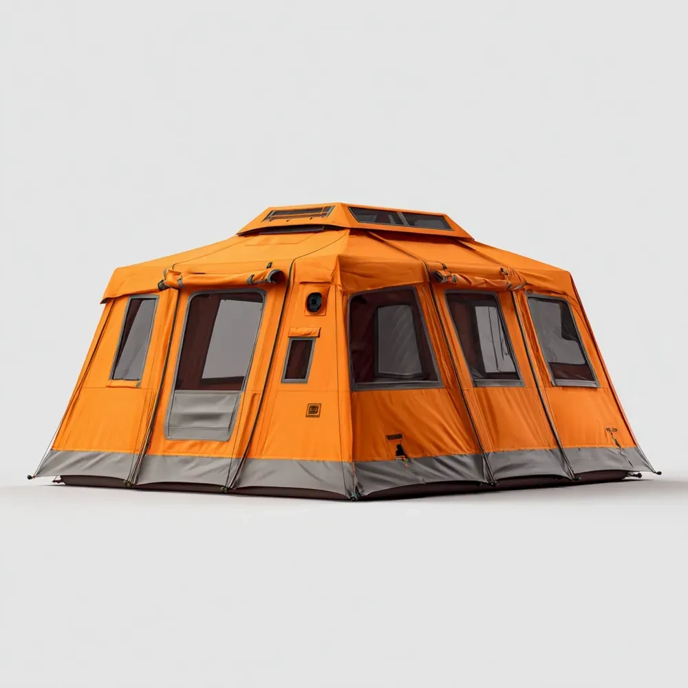 Outdoor-Zelt 400x300x250 cm - Wasserdichtes Gewebe - Orange - Familiencamping