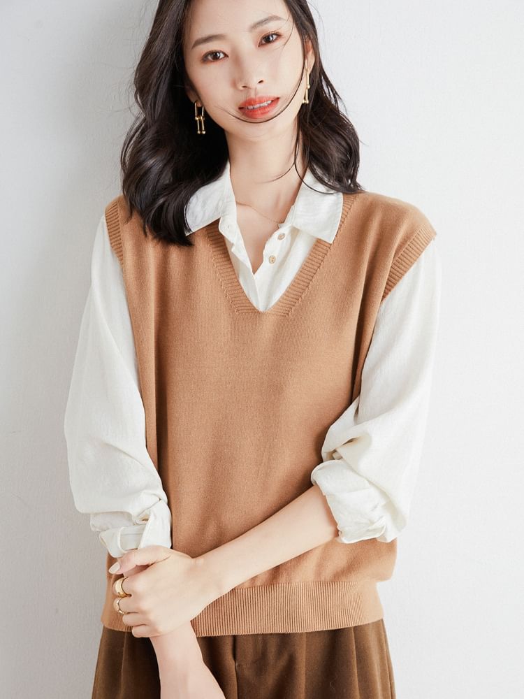 Cloud Nine - V-hals effen trui-vest