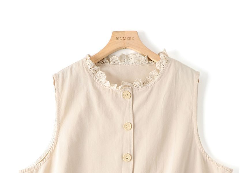 CosmoCorner - Vest met ronde hals, kant en knoopjes