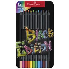 FABER-CASTELL Crayon de couleur Black Edition, étui de 12