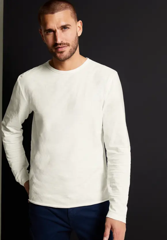 Slub Langarmshirt  - broken white