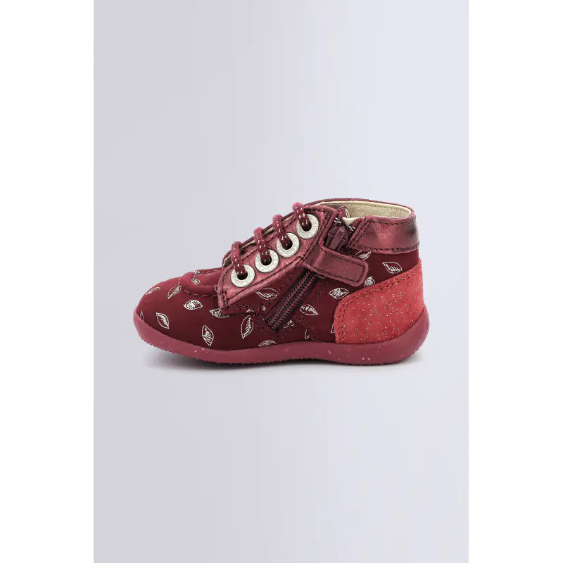 BONZIP BORDEAUX IMPRIME BOTTILLONS Cuir Fille
