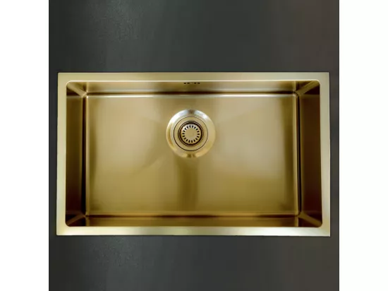Luisa évier 1 grande cuve seule 76x45 en inox or brossé - Essebagno
