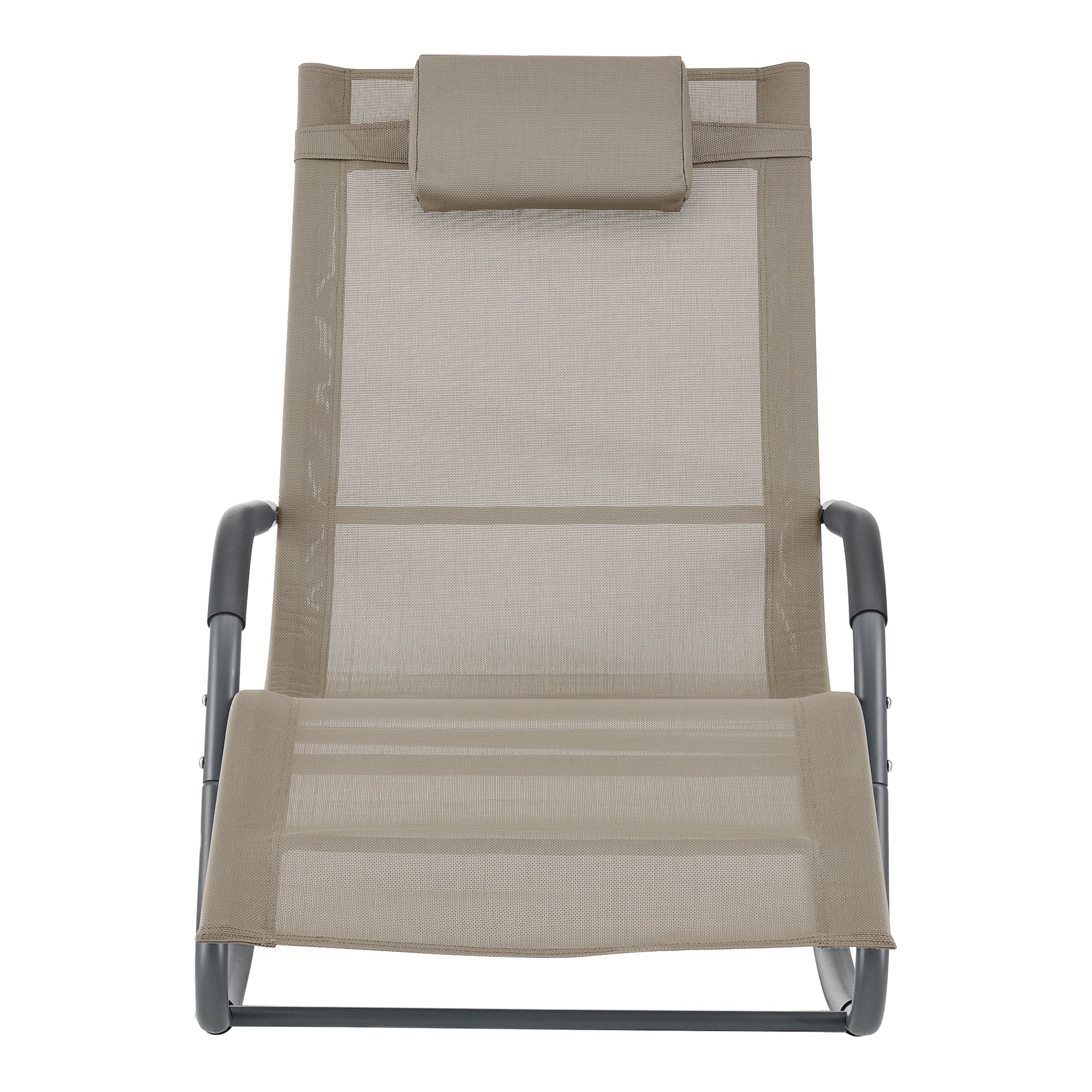 Lot de 2 bains de soleil à bascule caracena acier textile beige