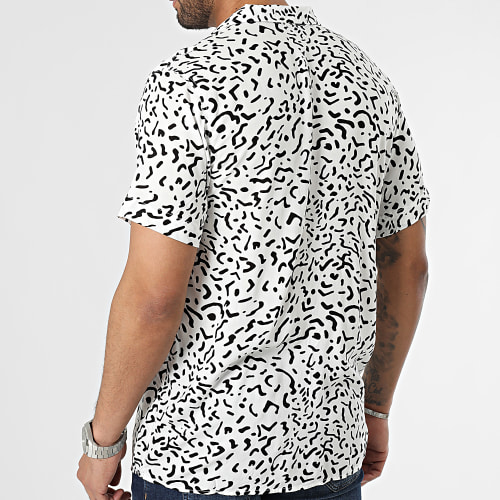 Chemise Manches Courtes Leopard Blanc Noir