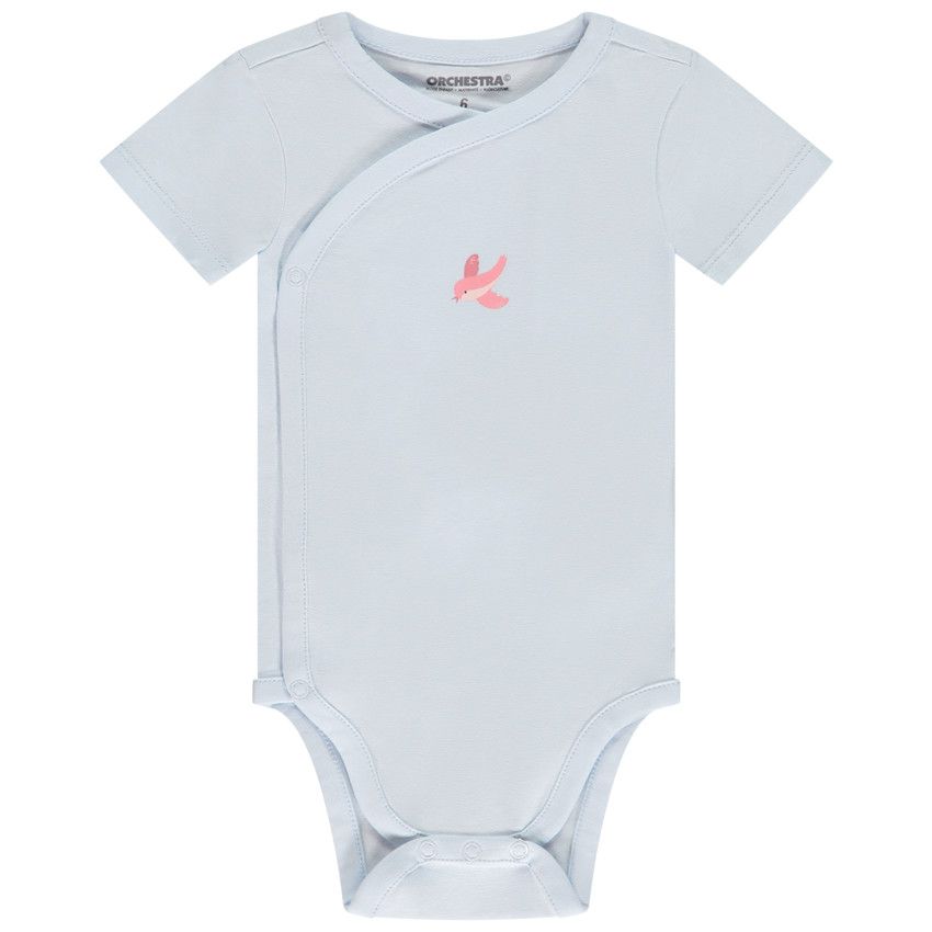 Lot de 5 bodies manches courtes fantaisie pour bébé fille avec ouvertures différentes selon l'âge - Ecru