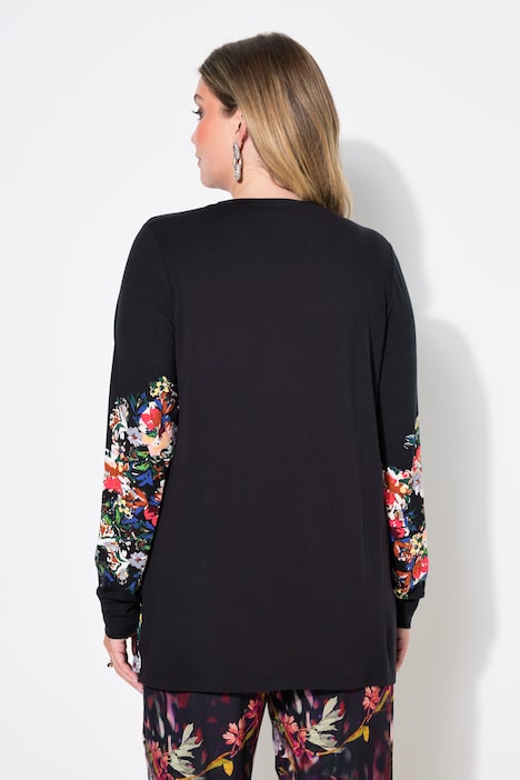 T-Shirt, Classic Fit, Blüten-Motiv, Langarm