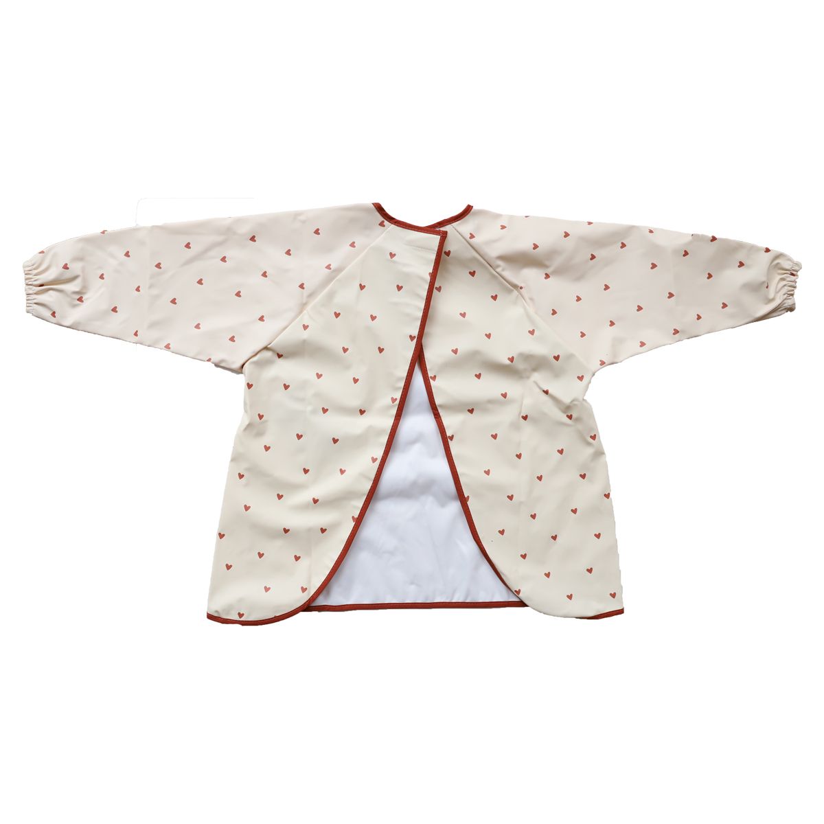 Bavoir tablier manches longues cœurs terracotta 3-5 ans Jolie saison