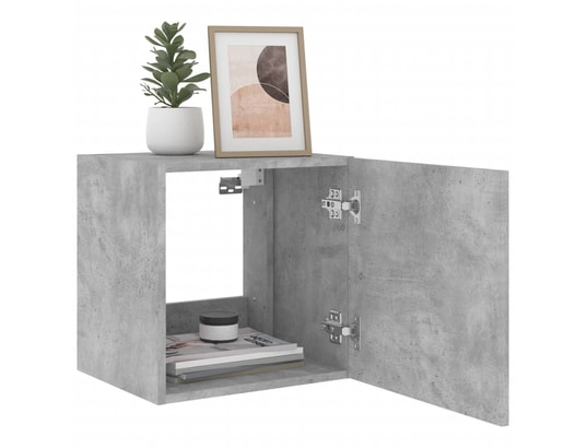 VIDAXL - Elément suspendu Meuble tv mural avec lumières led gris béton 40,5x35x40 cm