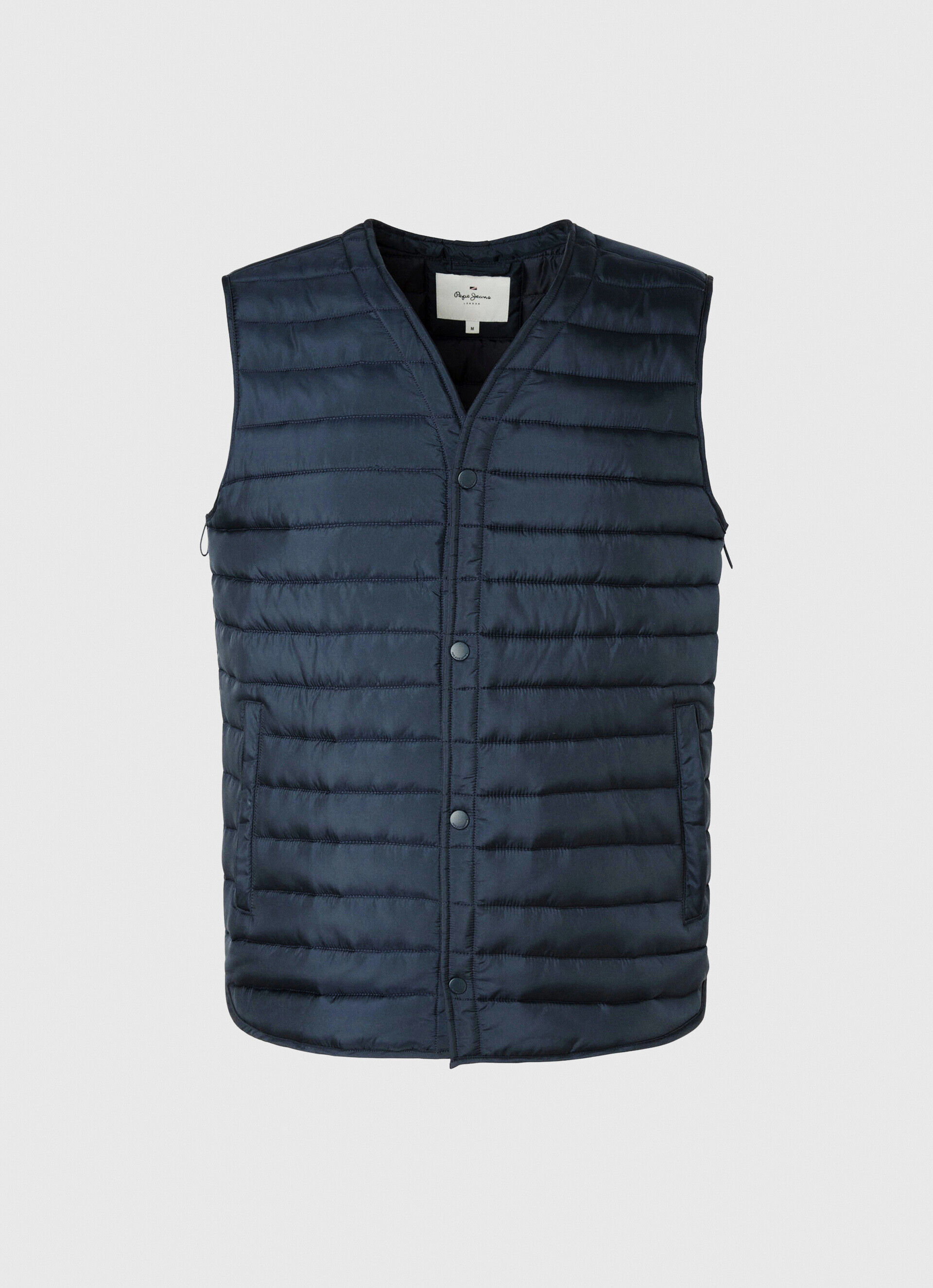 Colete acolchoado com fecho de botão - Azul Dulwich