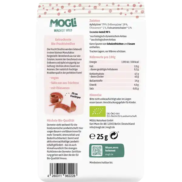 Bio Fruchtgummi Streifen Erdbeere & Apfel