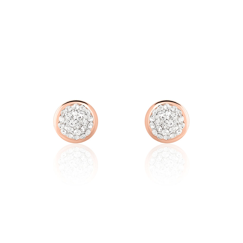 Boucles D'oreilles Puces Edmee Cercle 0 Or Rose Strass