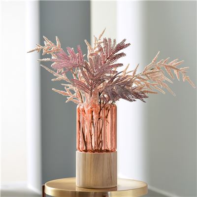 Vase verre et bois
