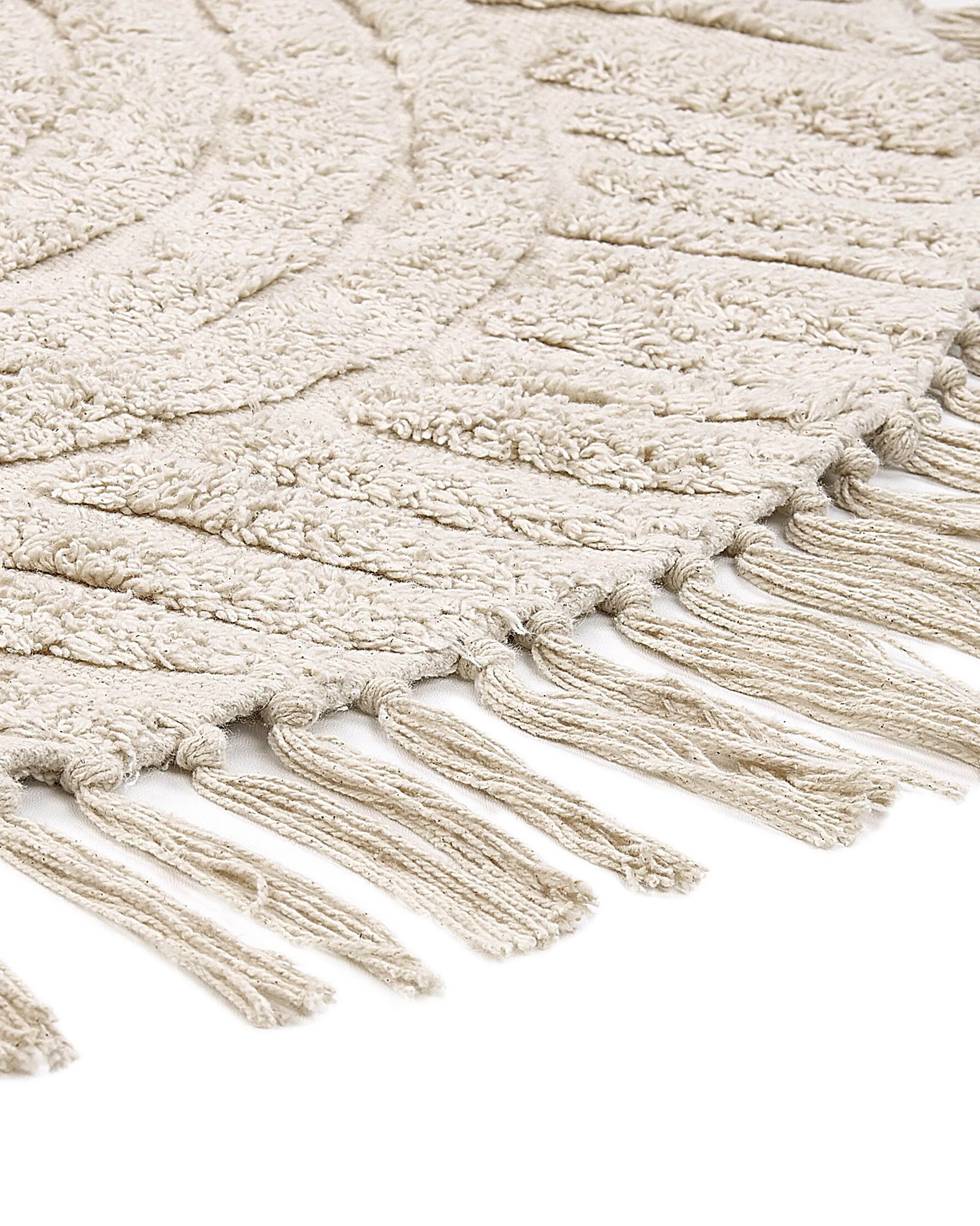Vloerkleed HALFETI Lichtbeige ø 140 cm Katoen