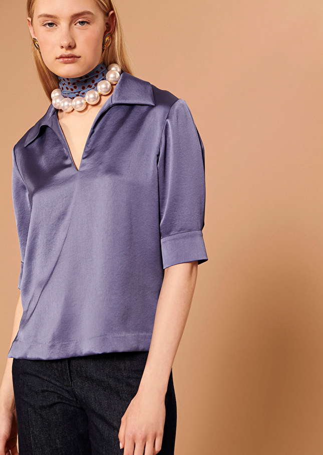 Top Teobleu en satin