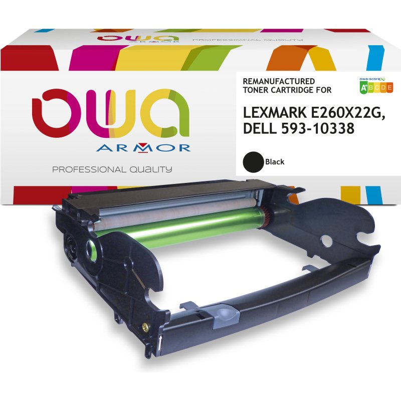 Tambour remanufacturé OWA - standard - Noir - pour LEXMARK E260X22G, DELL 593-10338