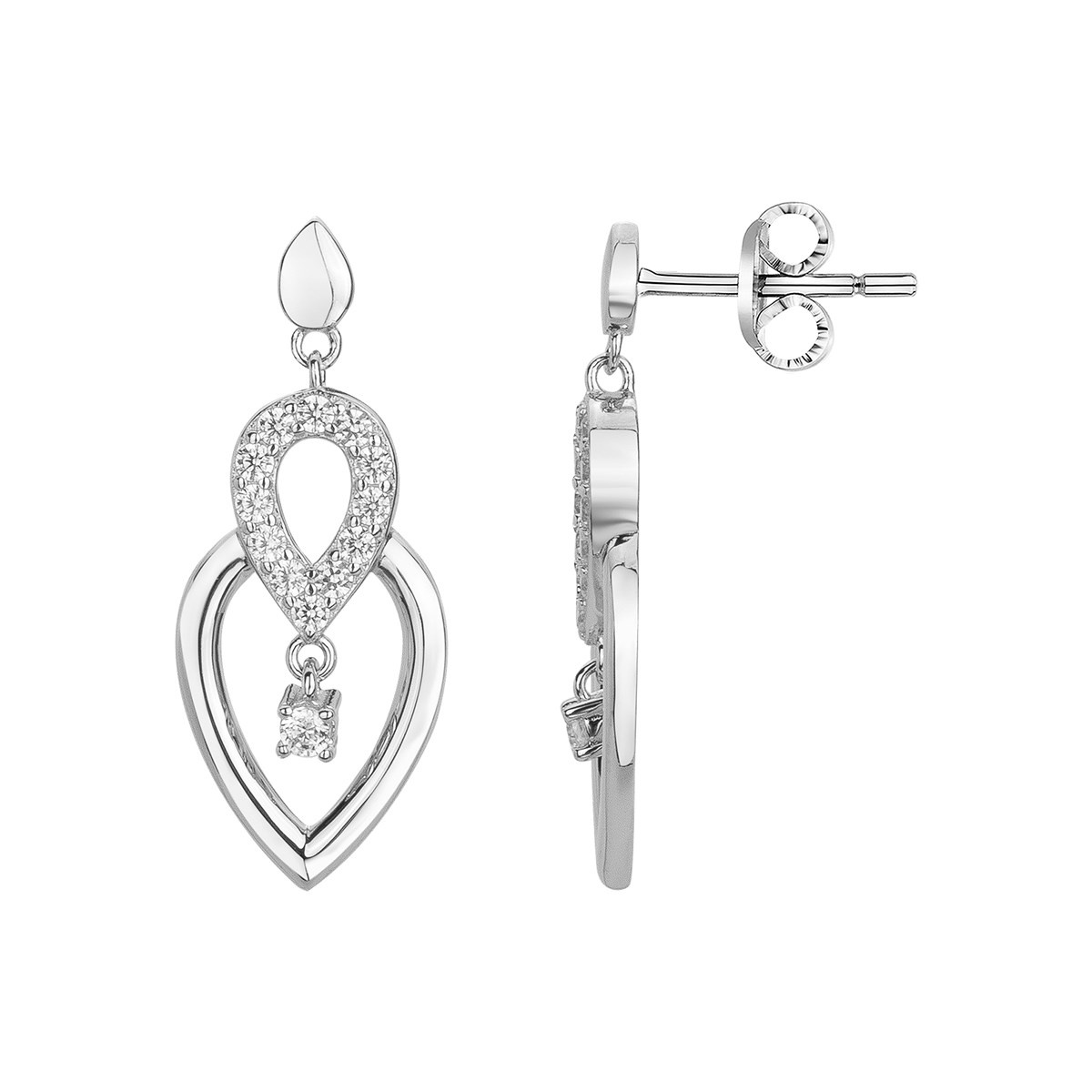 Boucles d'oreilles pendantes en Argent avec oxyde de zirconium blanc