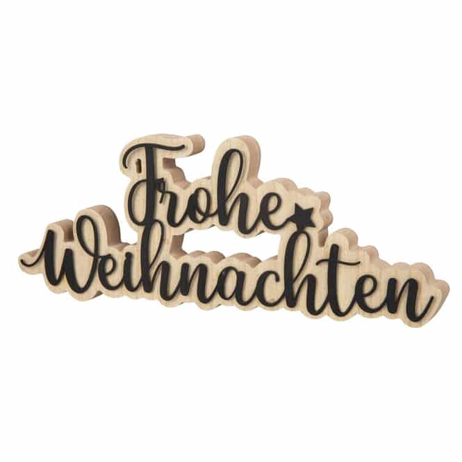 Schriftzug - Frohe Weihnachten - braun/schwarz - ca. 34 x 2 x 12,5 cm