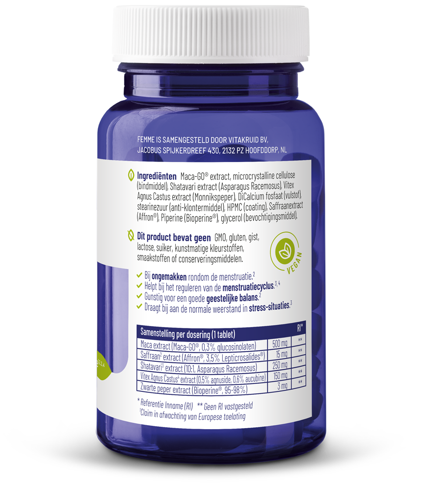 Vitakruid Femme Hormoon Support Oa Maca & Saffraan (60 tabletten)