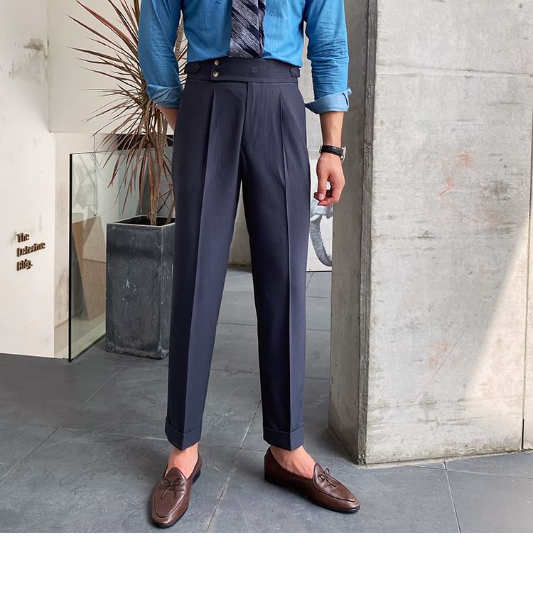 Craltuxe - Hoge taille effen cropped taps toelopende broek
