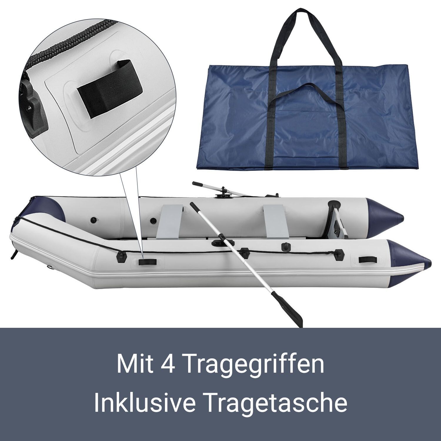 ArtSport Schlauchboot 3,80m mit 2 Sitzbänke, Aluboden, Paddel, Pumpe, Tasche & Reparaturset