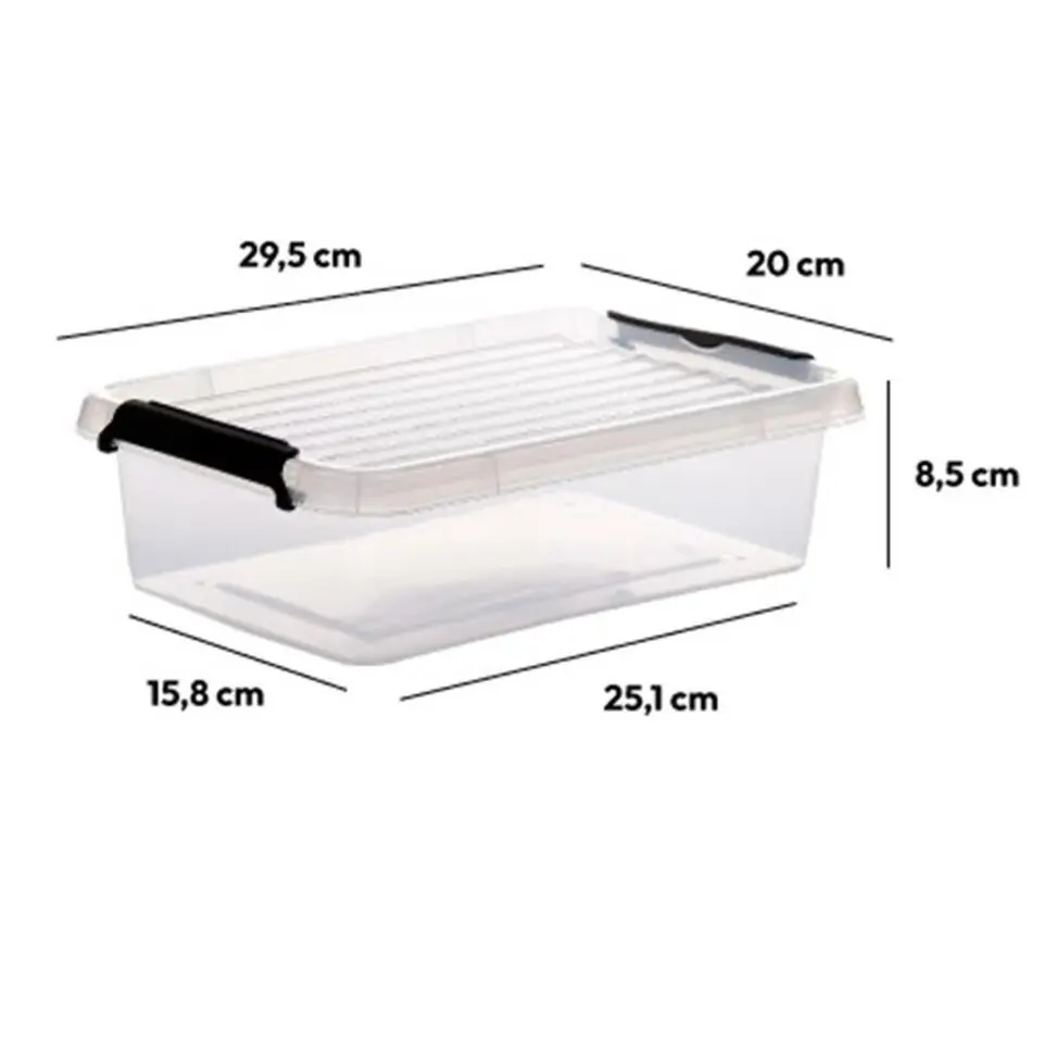 5Five Opbergkist met deksel - Clip Box - 3L - 29x20x8 cm