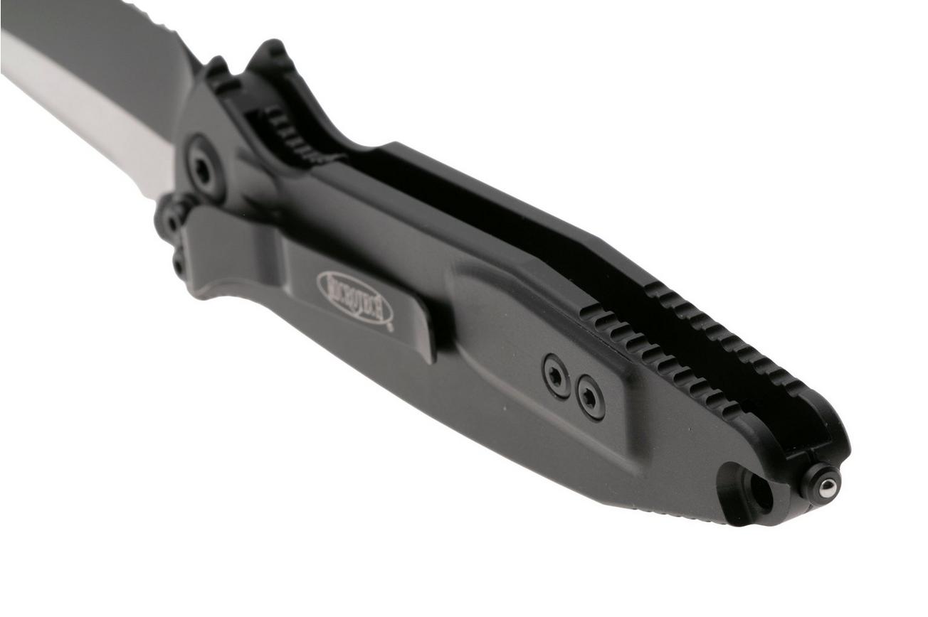 Microtech Socom Elite 161-2T, Two Tone M390 Tanto, Black Aluminum, partly serrated zakmes