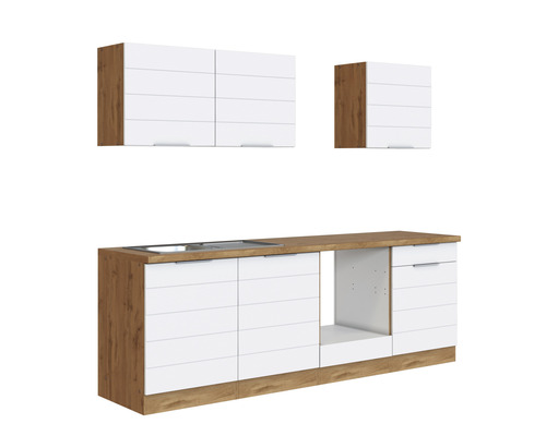 Held Furniture keukenblok zonder apparatuur Florence 240 cm wit mat gedemonteerde variant omkeerbaar 1100.6291