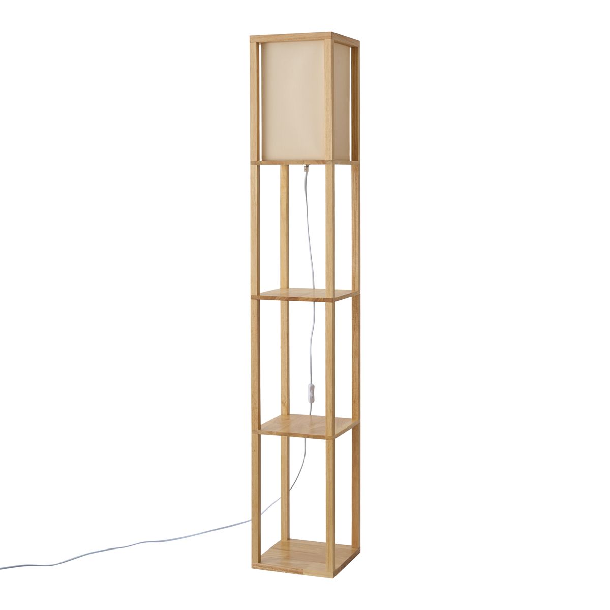 Moderne vloerlamp hout met beige kap - Stojan