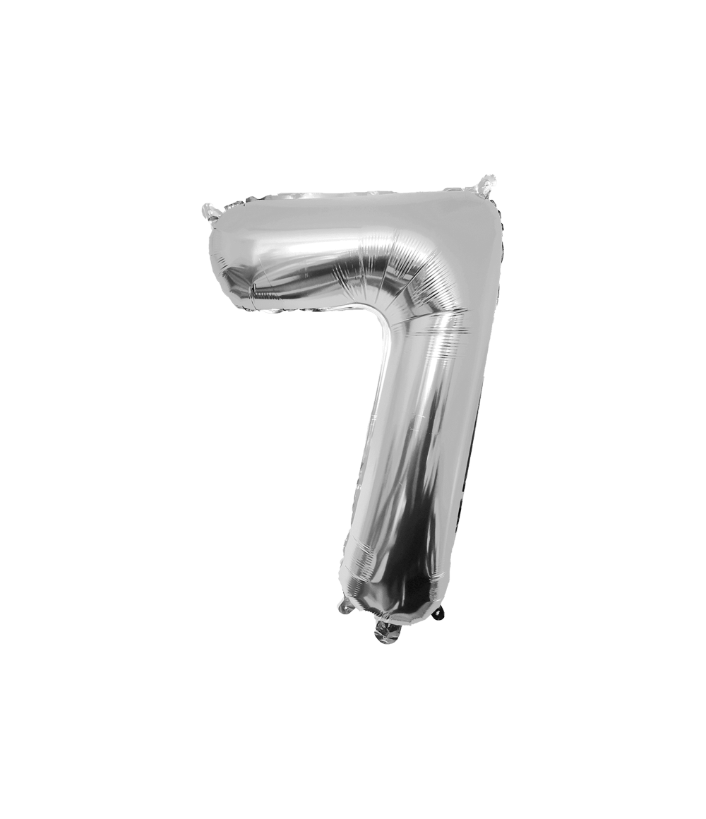 7 Jaar Cijfer Ballon Zilver Leeg 86cm