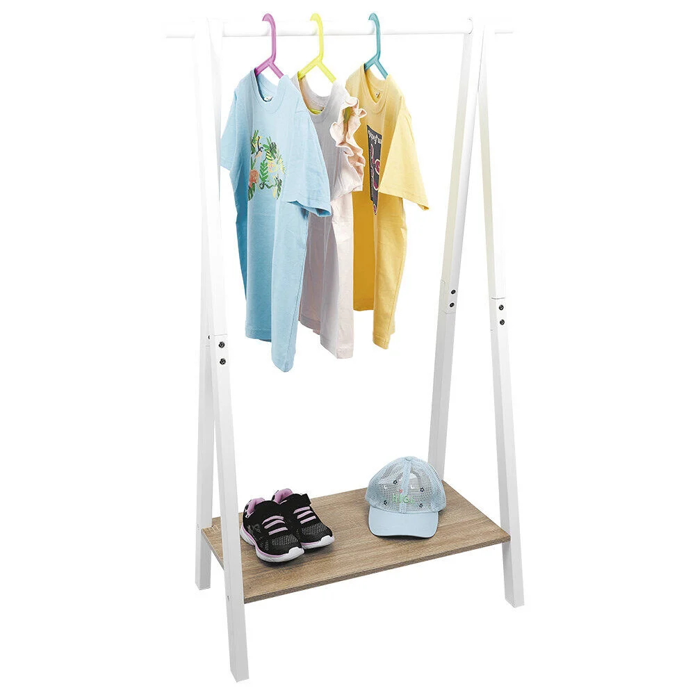 Penderie enfant bois blanc et naturel 78xH126x38cm