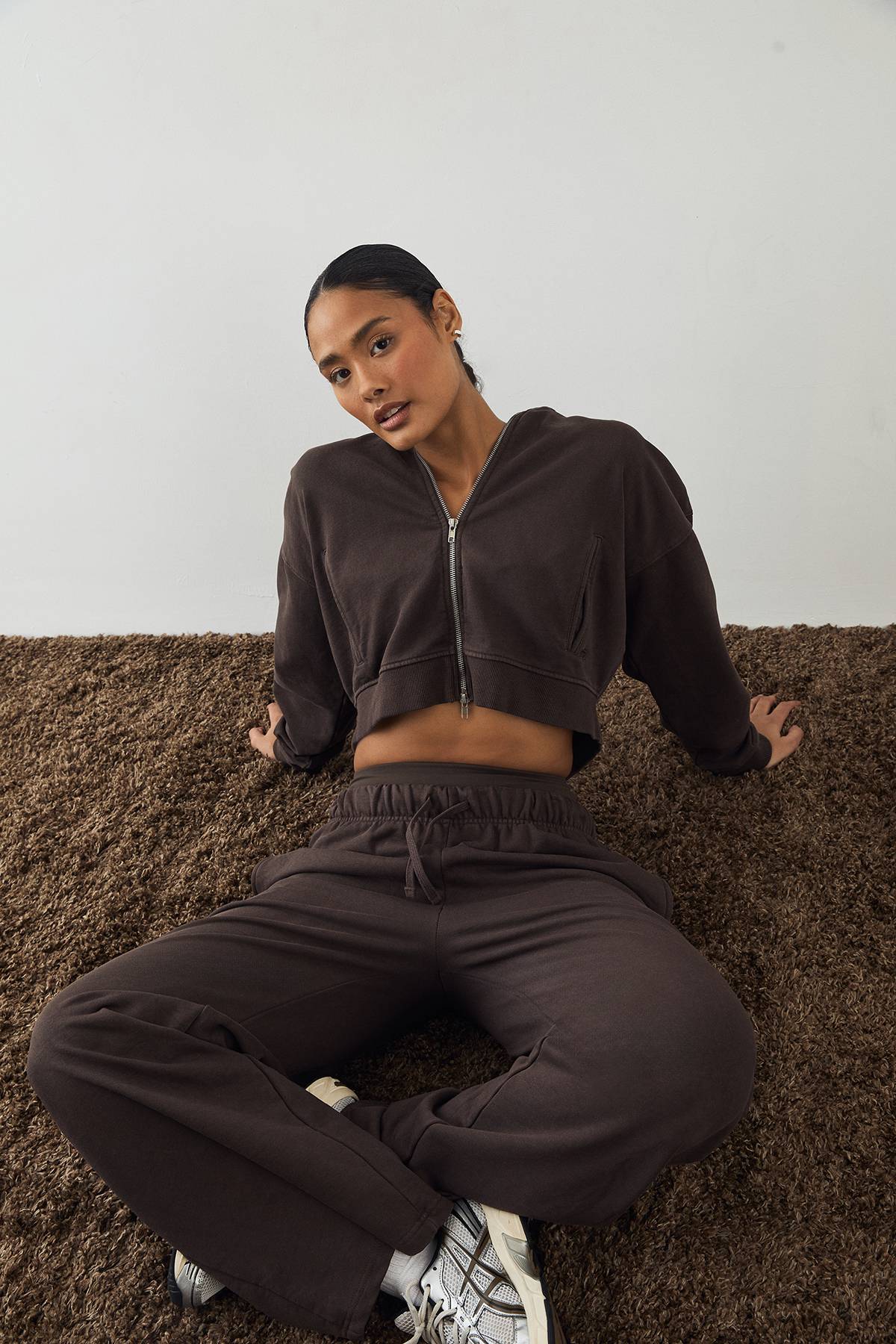 Sweat à Casynthétiqueche Zippé Boxy DSGN Studio Premium Poids Lourd Délavé