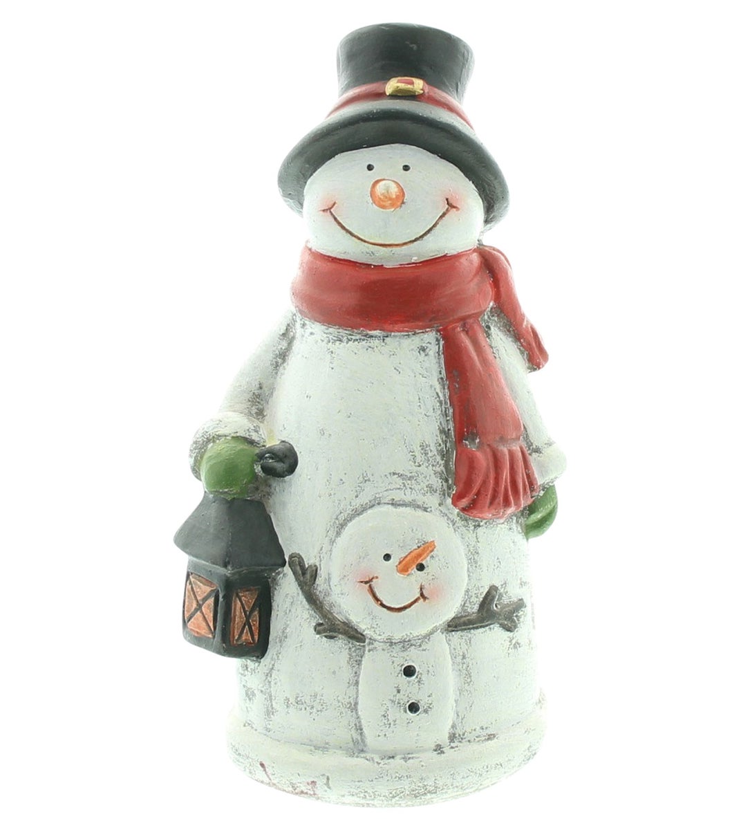 FRANK FLECHTWAREN | Sneeuwpop Rode Sjaal, 11 x 8,5 x 20,5 cm, POLYRESIN