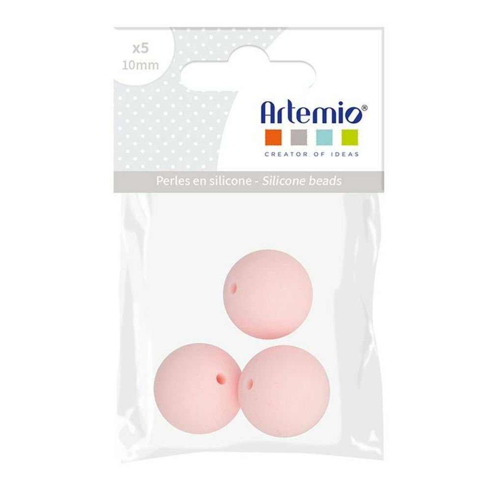 3 perles silicone rondes - 15 mm - rose poudré