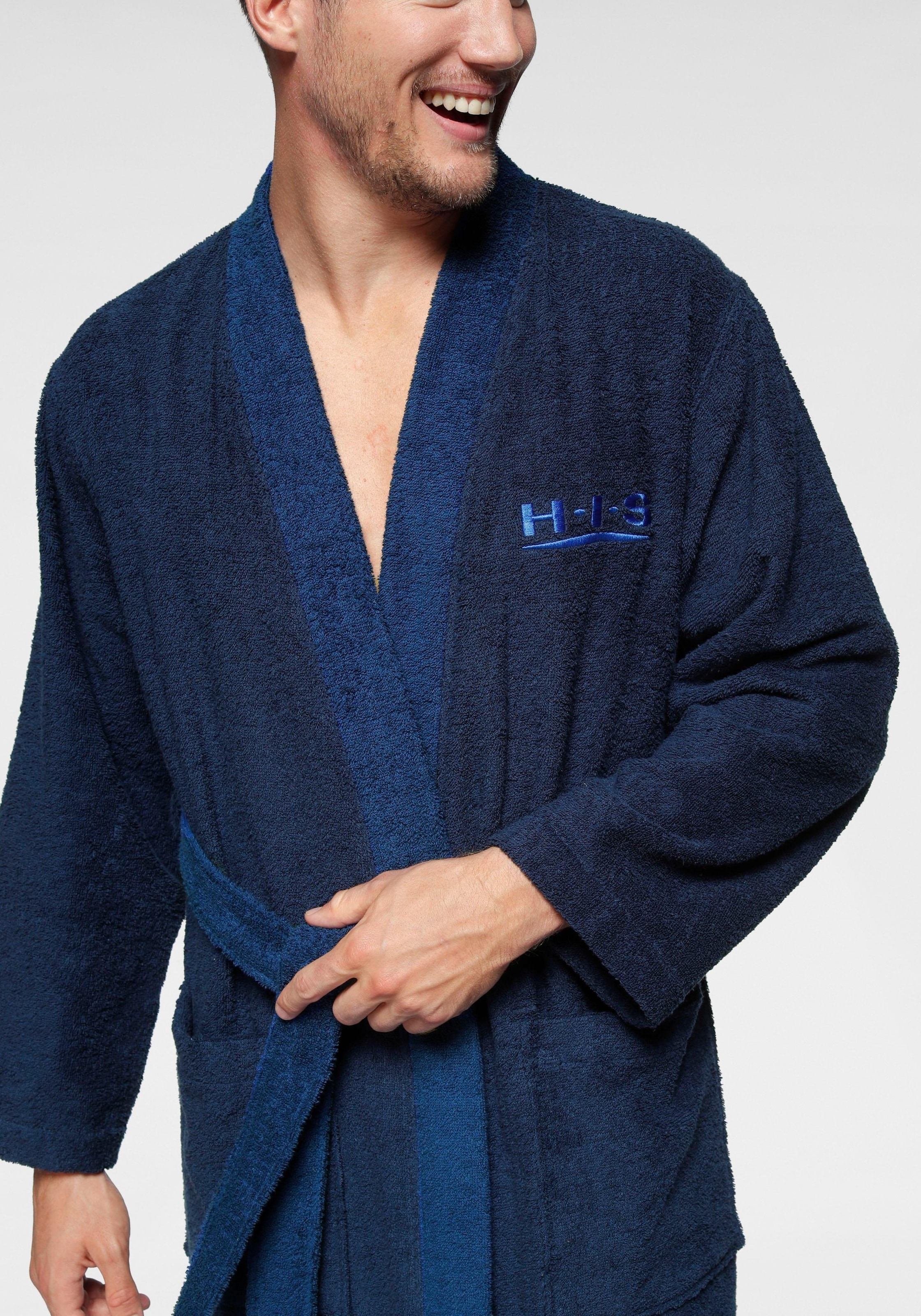 H.I.S Unisex-Bademantel »Hannes, ideal für Sauna & Spa, Hotelbademantel, Morgenmantel« 1 Stk. für Damen & Herren, lang, mit Taschen, S-3XL