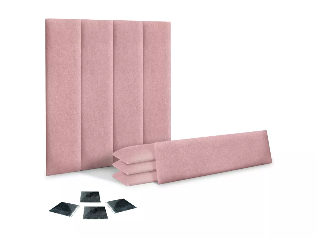 DHOME Lot de 8 Panneaux Rembourrés en Tissu Aqualine Autocollants pour Mur Acoustiques Absorbants Protection contre les Chocs (Rose, 60x20cm, x8)